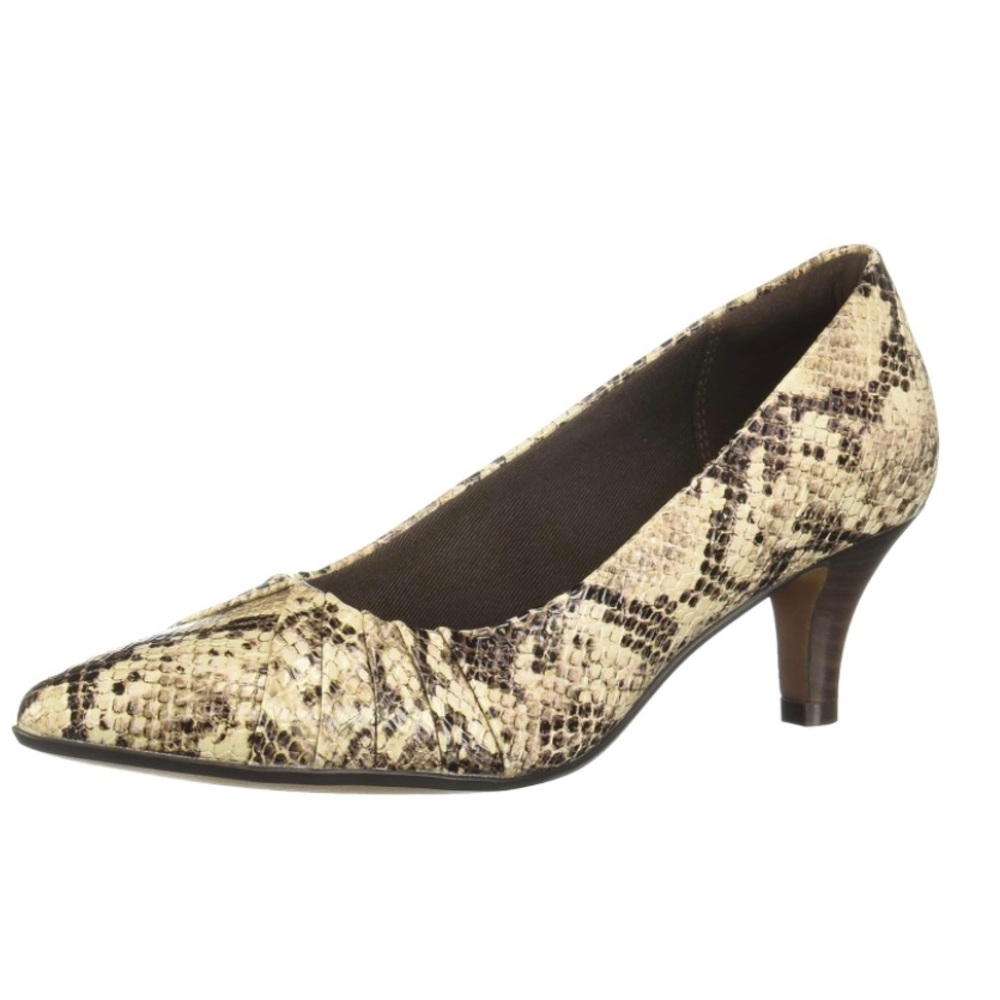 Clarks Linvale Crown Pump, Size 7.5, Taupe Snake